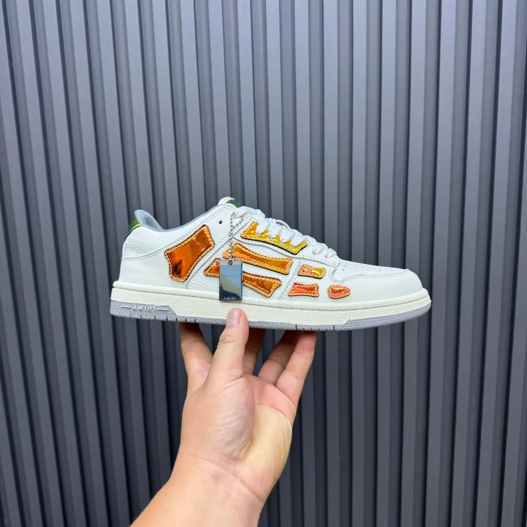 Men's men's shoes 💰600 AMIRI high street sneakers with bone sports shoes, toe layer cowhide upper, upper side bones, hand-stitched, good three-dimensional effect, customized metal LOGO, size 38-45 46